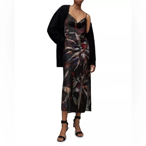 NWT All saints Hadley Tippi Midi Satin Cowl Neck Slip Dress 8 - Picture 5 of 10